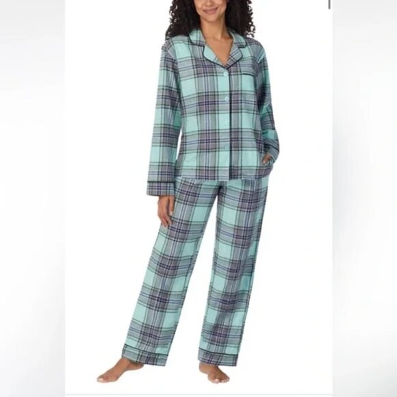 NEW BedHead PJs Flannel Pajama Set | Blue Plaid - Picture 1 of 5